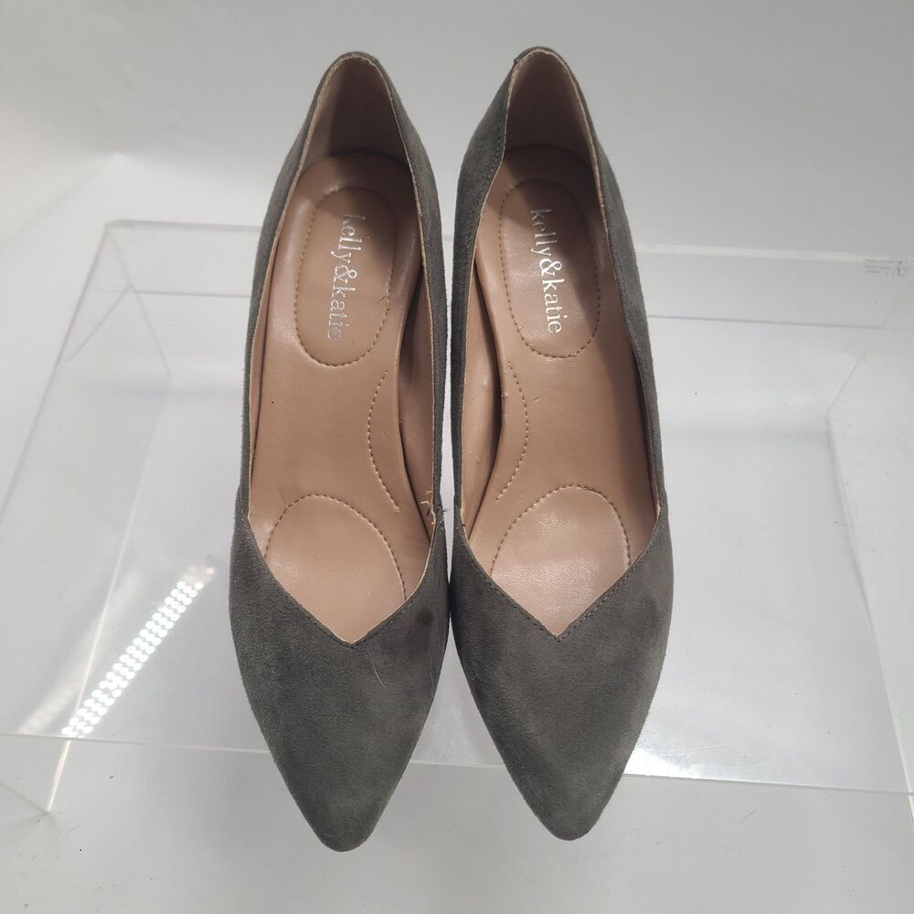 Kelly & Katie Women's Venus Gray Suede Pointed Toe Stiletto Pumps Sz 7.5M.